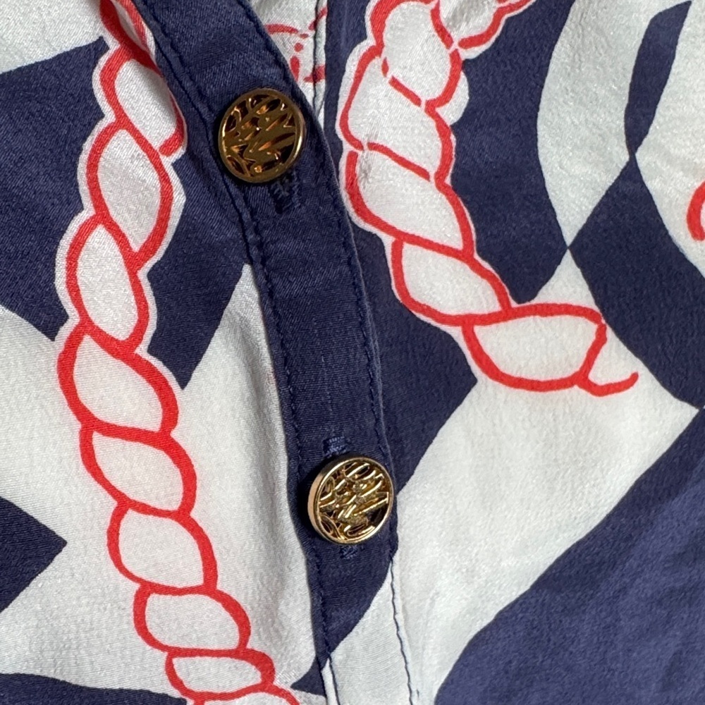 Lilly Pulitzer Navy and White Rope Print Blouse - Picture 7 of 15